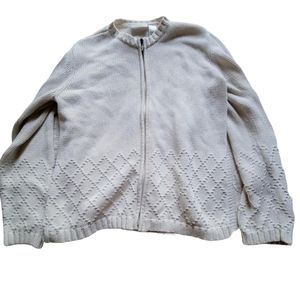 zip up cream sweater